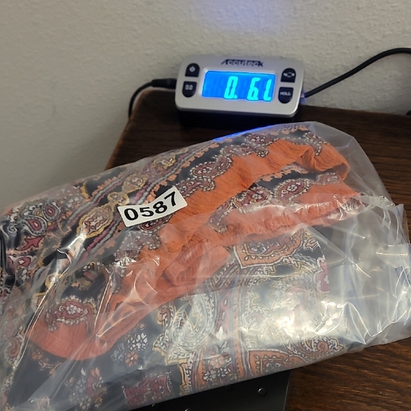 Bila Paisley Print Hippie Boho Tunic Top Shirt Size L Flowy Rayon Crinkle V Neck - Picture 12 of 13